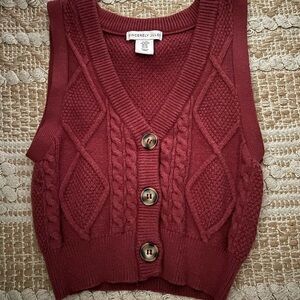 Sincerely Jules Red V-Neck Sweater Classic Cable Knit - cropped 90’s style